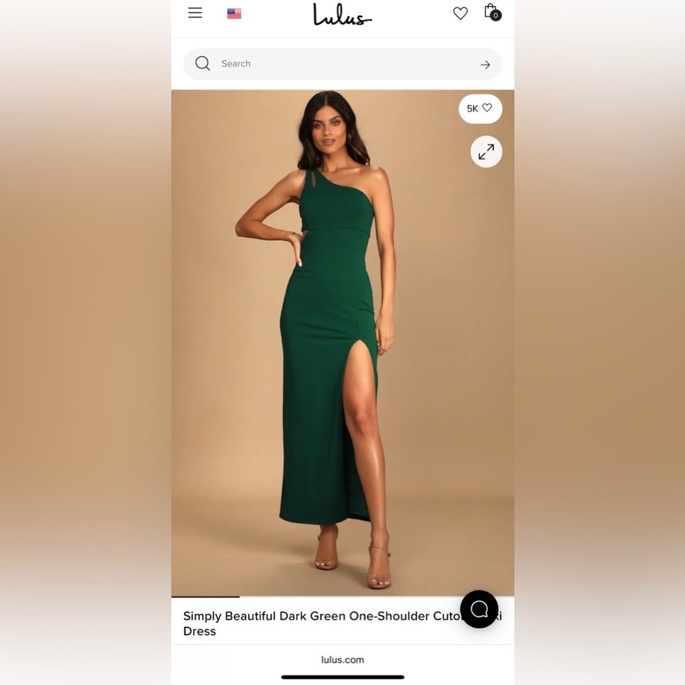Lulus Emerald Green One-Shoulder Maxi Dress